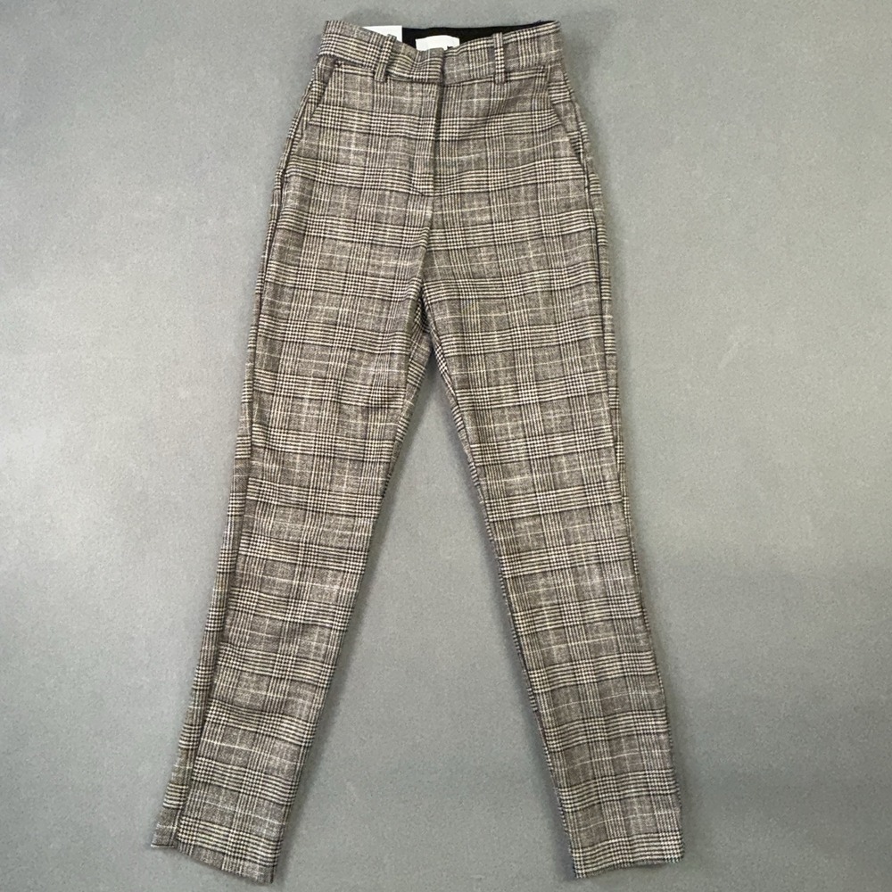 Women's H&M Slacks Straight Leg Standard Work Pants Multicolor‎ Plaid Size 2